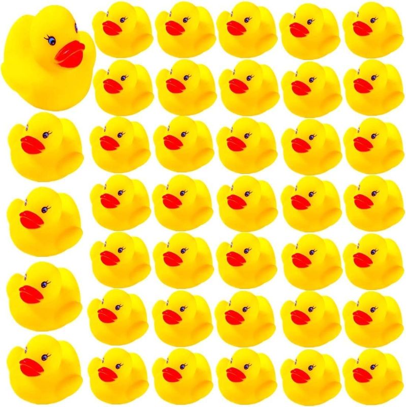 Photo 1 of 50-Pieces Float & Squeak Mini Rubber Duck Baby Bath Ducky Sound ShowerToys for Kids Celebrate The Joy of The Children