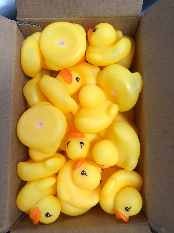 Photo 1 of 50-Pieces Float & Squeak Mini Rubber Duck Baby Bath Ducky Sound ShowerToys for Kids Celebrate The Joy of The Children