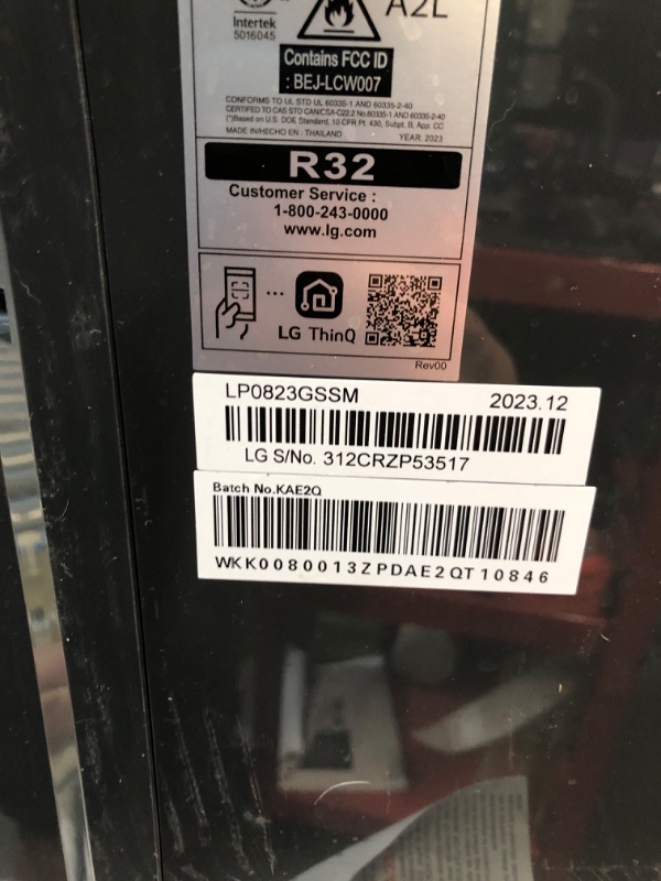 Photo 8 of ***SEE NOTES*** LG 8000 BTU (DOE) / (12000 ASHRAE) Portable Air Conditioners Cools 350 Sqft Easy Install & WiFi App Remote Eco-friendly, Quiet Small & Medium Room Air Conditioner AC Unit Home Gray LP0823GSSM 8,000 BTU Wi-Fi & Remote Gray