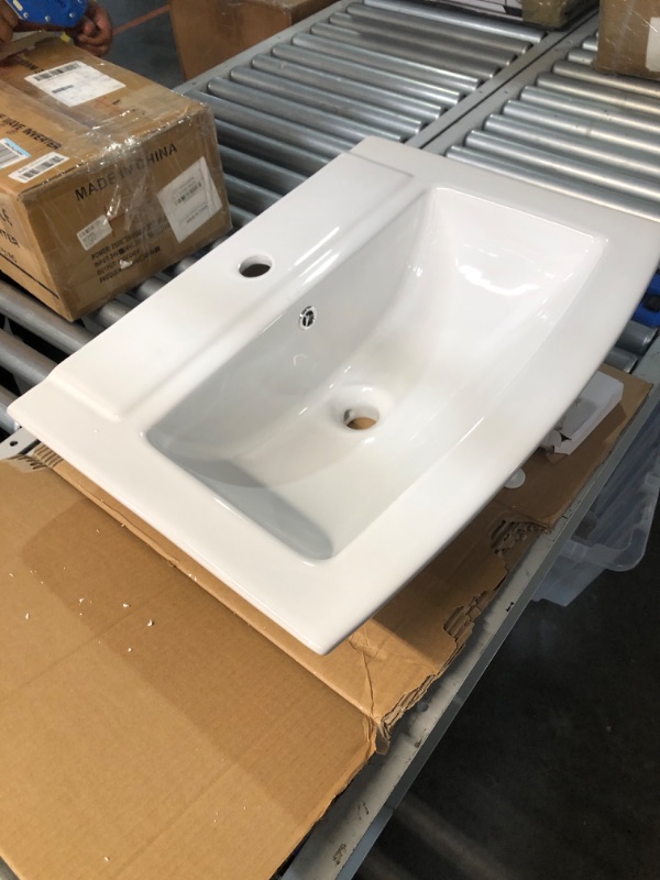 Photo 2 of (READ FULL POST) Swiss Madison Well Made Forever SM-PS306 Pedestal Bathroom Sink Single Faucet Hole, 24" W, White
