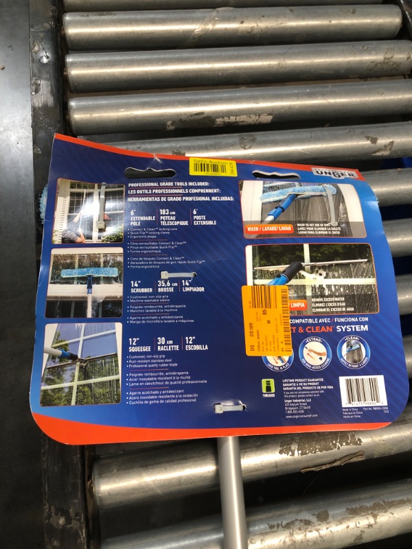 Photo 4 of ***MISSING EXTENTION****Unger Professional Total Pro Kit; Window Cleaning Kit; All-in One Window Washing Kit; Squeegee, Window Washer, Telescopic Pole; Streak-Free Results