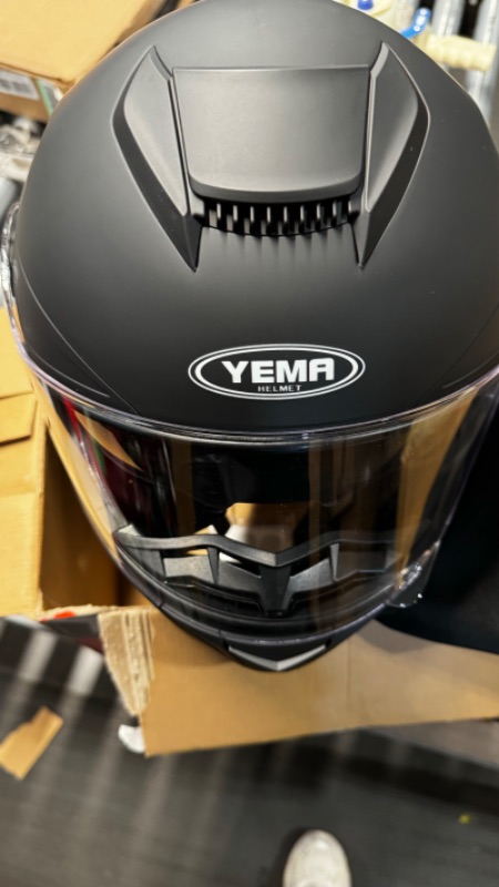 Photo 3 of Motorcycle Full Face Helmet DOT Approved - YEMA YM-831 Motorbike Street Bike Racing Crash Helmet with Sun Visor for Adult, Men and Women - Matte Black,Medium Matte Black Medium