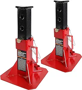 Photo 1 of BIG RED ATZ220005R Torin Heavy Duty Pin Type Professional Car Jack Stand with Lock, 22 Ton (44,000 lb) Capacity, Red, 1 Pair