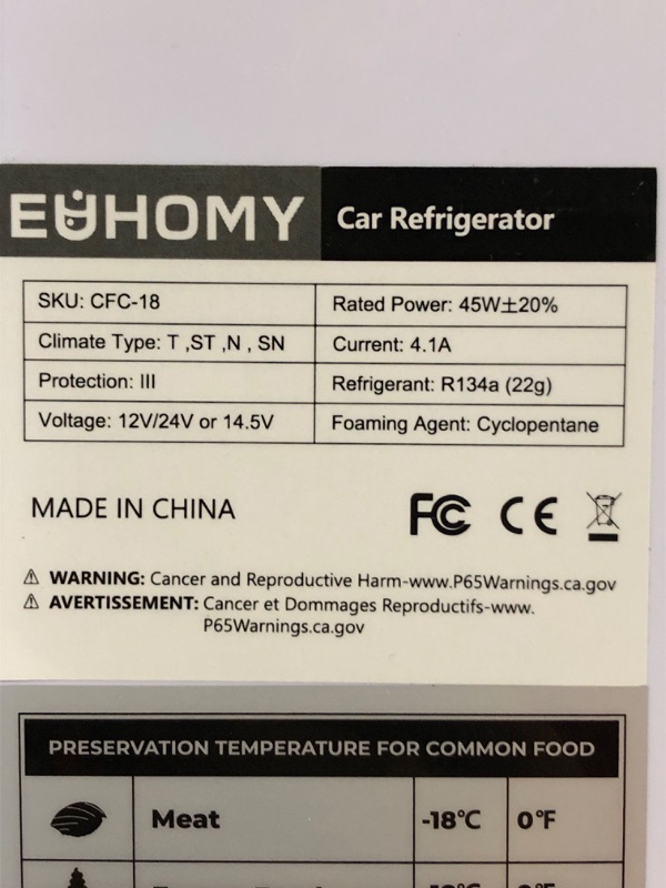 Photo 5 of (NON-REFUNDABLE) EUHOMY 12 Volt Refrigerator, 19QT(18L) Portable Refrigerator Freezer(-4?~50?), 12V Car Fridge 