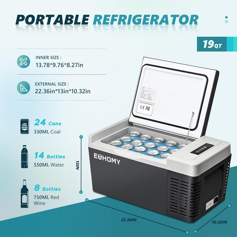 Photo 9 of (NON-REFUNDABLE) EUHOMY 12 Volt Refrigerator, 19QT(18L) Portable Refrigerator Freezer(-4?~50?), 12V Car Fridge 