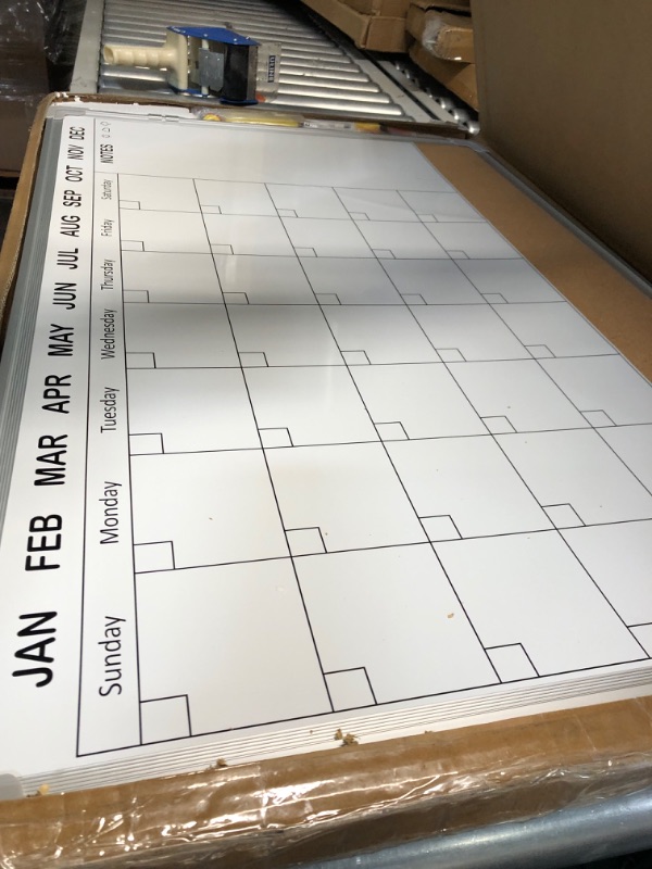 Photo 2 of EAONE Monthly Whiteboard Calendar and Cork Board Combo for Wall, 36" X 24" Double-Sided Magnetic Dry Erase Board