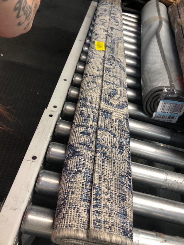Photo 1 of Indoor/Outdoor Area Rug, 3' 6" x 5', Blue Blue 3' 6" x 5'