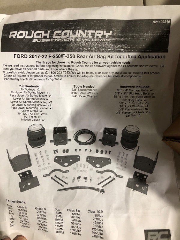 Photo 3 of (see all images) Rough Country Air Spring Kit w/Compressor & Remote for 17-22 F-250/F-350-10021