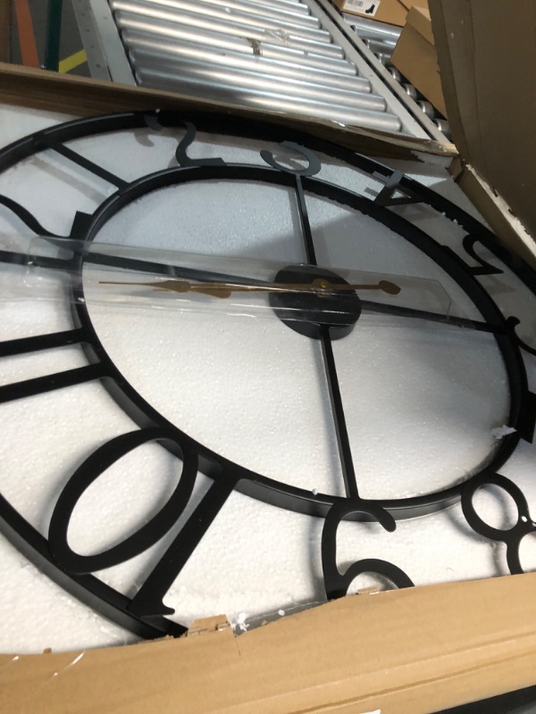 Photo 3 of 30 Inch Metal Wall Clock, Oversized Modern Farmhouse Wall Clock, Silent Battery Operated Large Wall Clock 