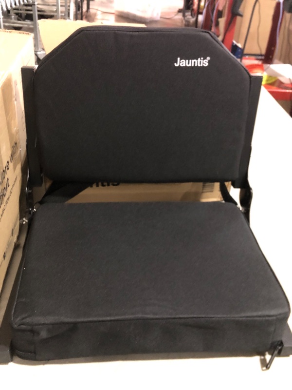 Photo 2 of Jauntis Stadium Seats for Bleachers with Ultra Padded Comfy Foam Cushion, Wide Portable Stadium Chairs with Back Support and Shoulder Strap, 1 Pack, Black
