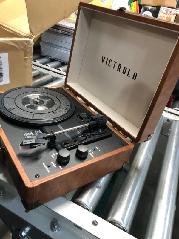 Photo 4 of Victrola Vintage 3-Speed Bluetooth Portable Suitcase Record Player with Built-in Speakers 