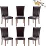 Photo 1 of (only 2 chairs)(see images for damage) COLAMY Upholstered Parsons Dining Chairs Set of 6, PU Leather Dining Room Kitchen