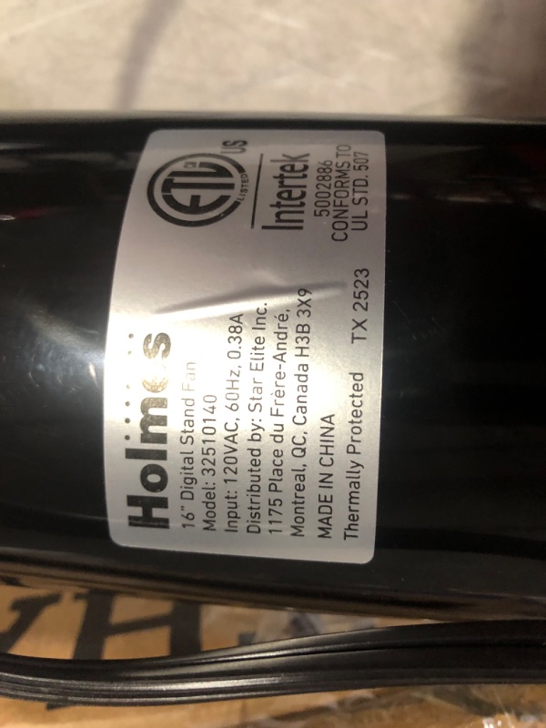 Photo 5 of ***USED - MISSING REMOTE - OTHER PARTS LIKELY MISSING AS WELL - UNABLE TO TEST***
HOLMES 16" Digital Stand Fan, 80° Oscillation, 3 Speeds, 3 Modes, 7.5 Hour Timer, Adjustable Height, 30° Adjustable Head Tilt, Ideal for Home, Bedroom or Office, Remote Cont