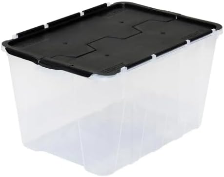 Photo 1 of (READ FULL POST) Style Selections 12-Gallon (48-Quart) Clear Base, Black Lid Tote with Hinged Lid | 128081