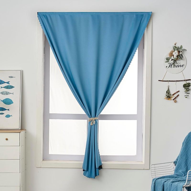 Photo 1 of (READ FULL POST) Anytime Small Self-Adhesive Curtains for Kitchen Room and Bedroom?Portable Blackout Thermal Lnsulated Drapes 1 Panel (Light Blue 59W63L)
