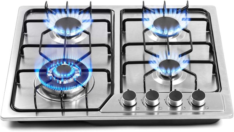 Photo 1 of (NON-REFUNDABLE) Gas Cooktop 12 Inch, Maharlika 2 Burner Propane Stove Bulit-in Gas Stove Top Stainless Steel, 12" Propane Cooktop NG/LPG Convertible Cooktops Dual Fuel, RV Stove Top with Thermocouple Protect