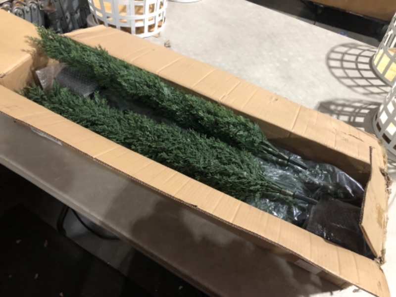 Photo 5 of ***USED - BRANCHES BROKEN - SEE PICTURES***
2 Pack 67 Inch Artificial Topiary Cedar Tree Pot Indoor/Outdoor Plants, Artificial Cedar Topiaries FakeTrees Potted Plants in Plastic Pot 67Inch