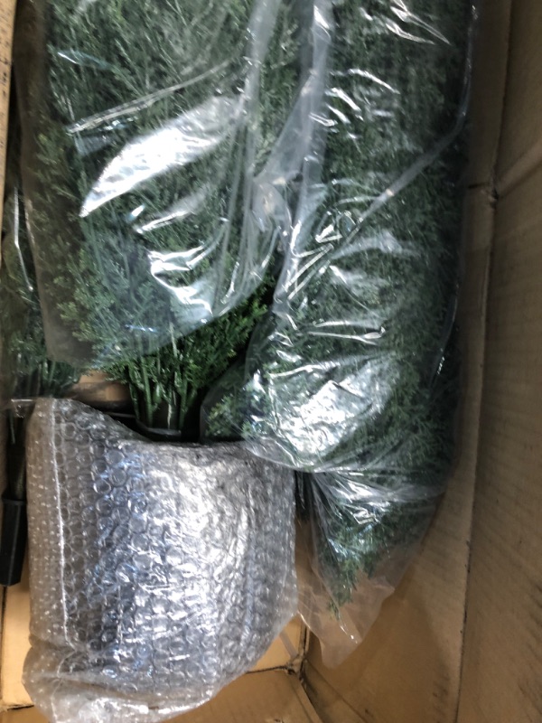 Photo 2 of ***USED - BRANCHES BROKEN - SEE PICTURES***
2 Pack 67 Inch Artificial Topiary Cedar Tree Pot Indoor/Outdoor Plants, Artificial Cedar Topiaries FakeTrees Potted Plants in Plastic Pot 67Inch