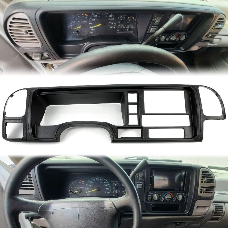 Photo 1 of ***DAMAGED - BROKEN CLIPS - SEE PICTURES***
HECASA Double Din Dash Panel Kit Compatible with 1995-2002 GMC SUV/Truck Black w/Harness Car Radio Stereo