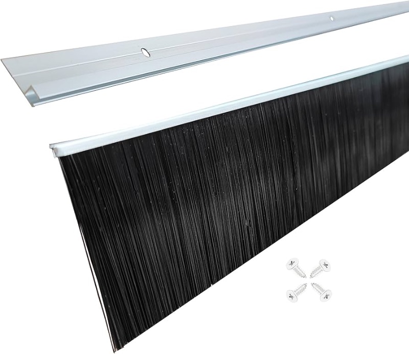 Photo 1 of 8 Sets x 39.37 Inche Net Hair 3 Inches Wide Door Brush Sweeps Seal Garage Roll Up Door Brush Durable Easy Mounting (3 Inches Hair, 8 Sets)