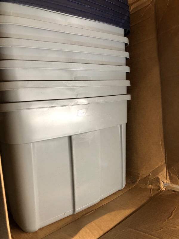 Photo 3 of Sterilite 1Tuff1 18 Gallon Capacity Large Stackable Impact Resistant Plastic Storage Tote Container Bins with Indexed Lids (6 Pack) Gray 18 Gallon 6 Pack Solid