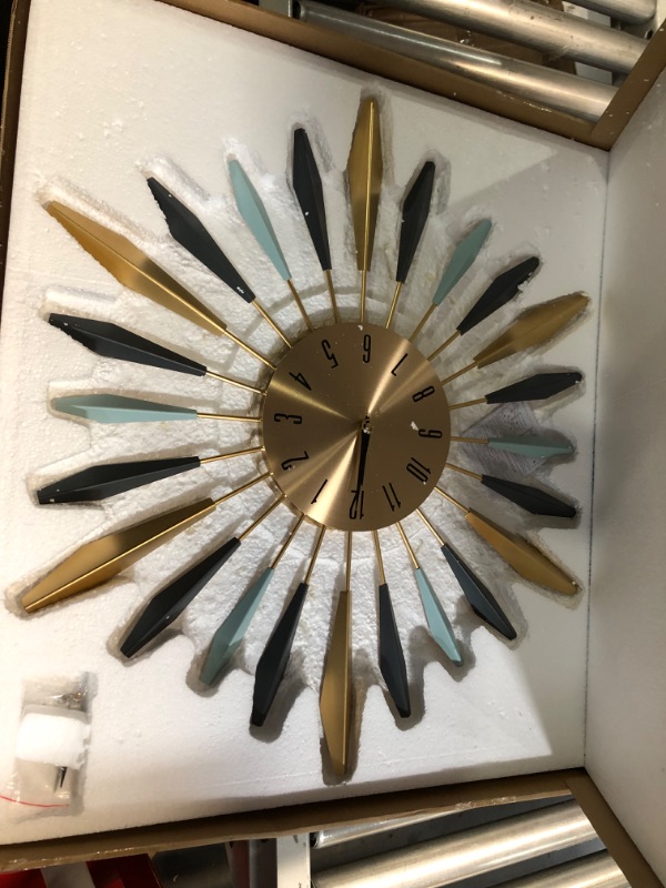 Photo 3 of YISITEONE 28 Inch Large Wall Clock Metal Decorative, Mid Century Silent Non-Ticking Big Clocks, Modern Home Decorations for Living Room,Bedroom,Dining Room,Office Large 1.modern