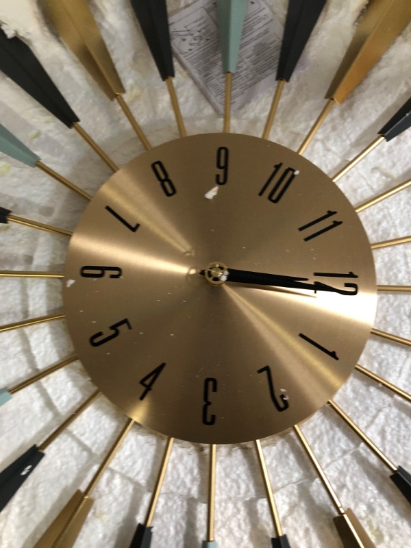 Photo 2 of YISITEONE 28 Inch Large Wall Clock Metal Decorative, Mid Century Silent Non-Ticking Big Clocks, Modern Home Decorations for Living Room,Bedroom,Dining Room,Office Large 1.modern