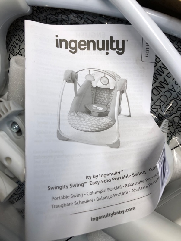 Photo 3 of Ity by Ingenuity Swingity Swing Easy-Fold Portable Baby Swing, Goji, Blue
