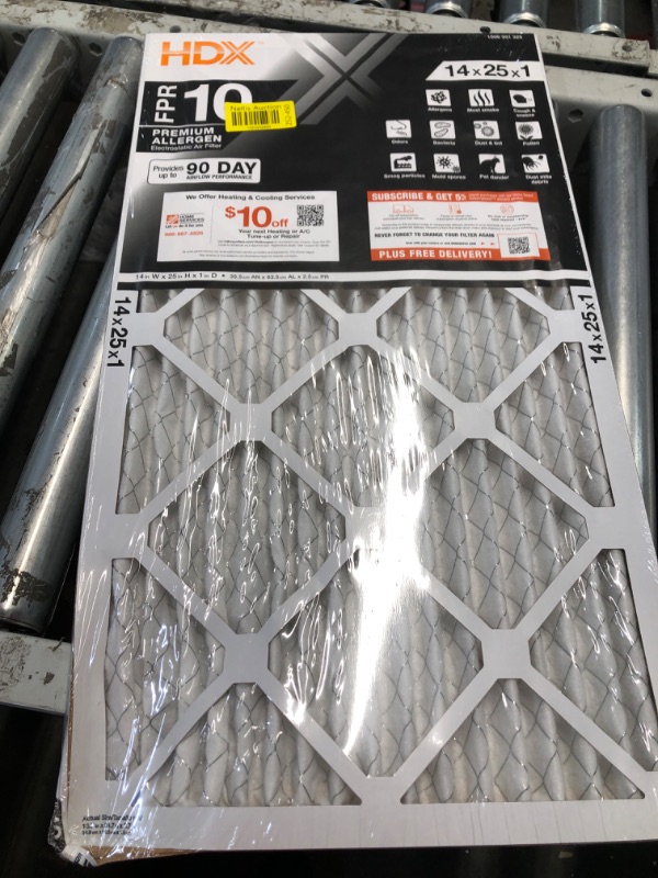 Photo 2 of (no returns)

HDX
14 in. x 25 in. x 1 in. Premium Pleated Furnace Air Filter FPR 10, MERV 13