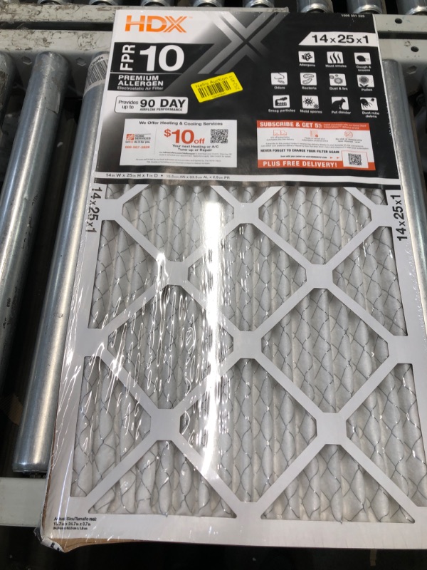 Photo 2 of (no returns)

HDX
14 in. x 25 in. x 1 in. Premium Pleated Furnace Air Filter FPR 10, MERV 13