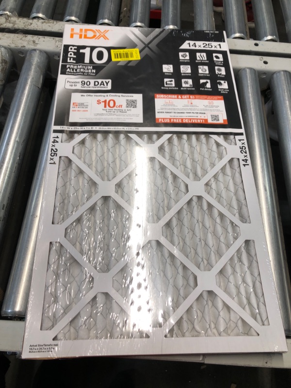 Photo 2 of 
HDX
14 in. x 25 in. x 1 in. Premium Pleated Furnace Air Filter FPR 10, MERV 13