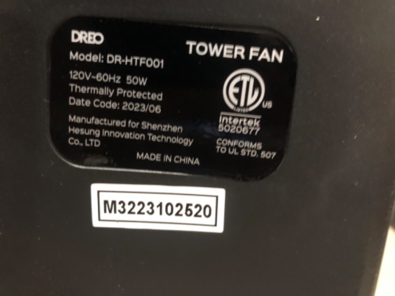 Photo 6 of ***USED - NO PACKAGING - REMOTE MISSING - UNABLE TO TEST - BASE DAMAGED - SEE PICTURES***
Dreo Cruiser Pro T1 Tower Fan, 42 Inch Quiet Oscillating Bladeless Fan with Remote, 6 Speeds, 3 Modes, LED Display, 12H Timer, Black Floor Standing Fan Powerful for 