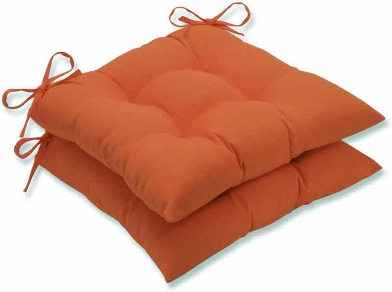 Photo 1 of  Indoor/Outdoor Wicker Patio Seat Cushion Reversible Orange, 2 Count