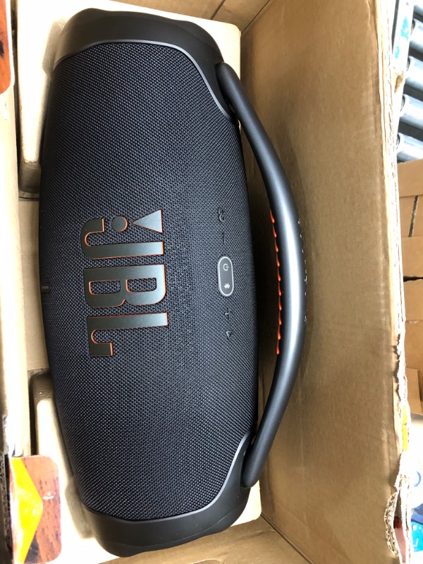 Photo 2 of JBL Boombox 3 - Portable Bluetooth Speaker, Powerful Sound and Monstrous bass, IPX7 Waterproof, 24 Hours of Playtime, powerbank, JBL PartyBoost for Speaker Pairing, and eco-Friendly Packaging (Black) Black Speaker