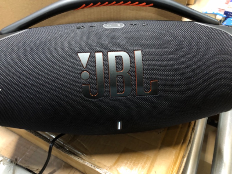 Photo 4 of JBL Boombox 3 - Portable Bluetooth Speaker, Powerful Sound and Monstrous bass, IPX7 Waterproof, 24 Hours of Playtime, powerbank, JBL PartyBoost for Speaker Pairing, and eco-Friendly Packaging (Black) Black Speaker