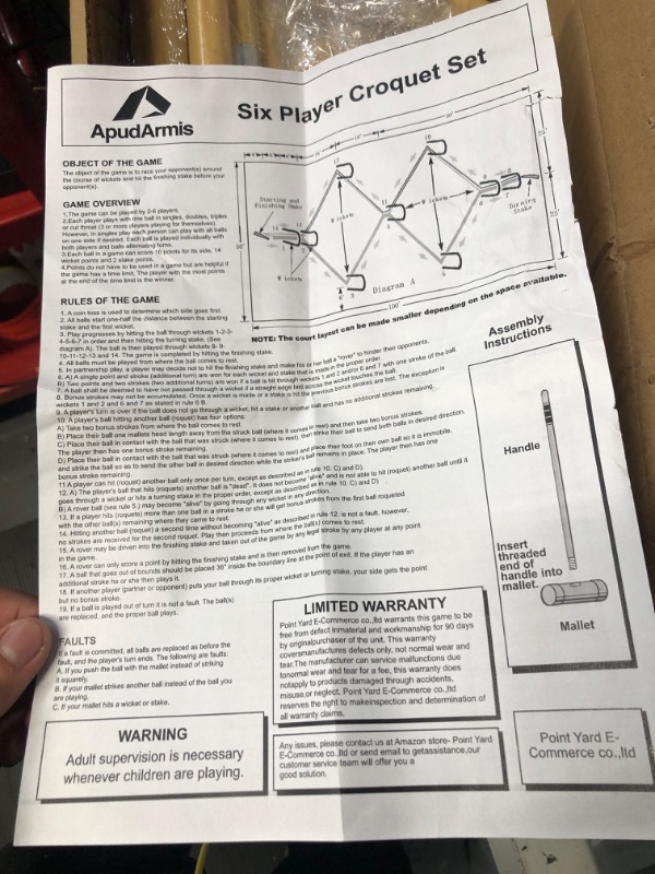 Photo 4 of ApudArmis 32In Six Player Croquet Set with Deluxe Premiun Pine 