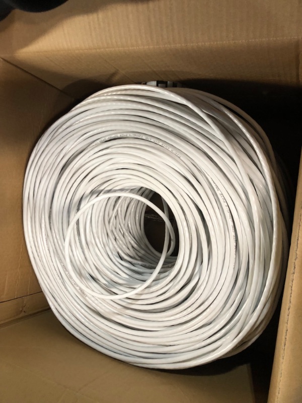 Photo 2 of Big-A - Bulk Cat6 Cable 1000ft 23AWG Solid 4 Pair, Cat 6 Ethernet Cable Unshielded Twisted Pair (UTP), (CMR) 550MHz Internet Cable, Pull Box - White 1000 ft White