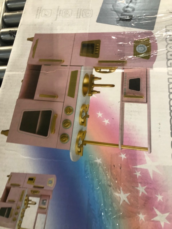 Photo 1 of *PINK*WoodenEdu Kitchen Playset  35” H x 31” W x 12” D (Pink)