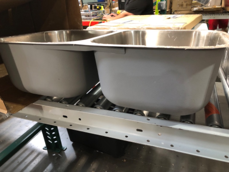 Photo 5 of Stock photo for reference, 31-3/8" Undermount 50/50 Double Bowl 18 Gauge Stainless Steel Kitchen Sink
