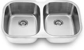 Photo 1 of Stock photo for reference, 31-3/8" Undermount 50/50 Double Bowl 18 Gauge Stainless Steel Kitchen Sink