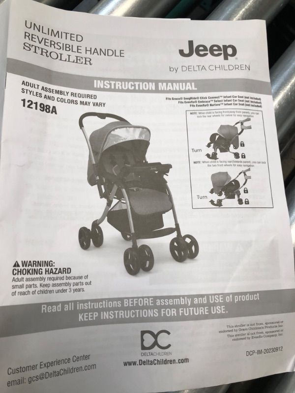 Photo 6 of Jeep By Delta Children Unlimited Reversible Handle Stroller - Gray Tweed