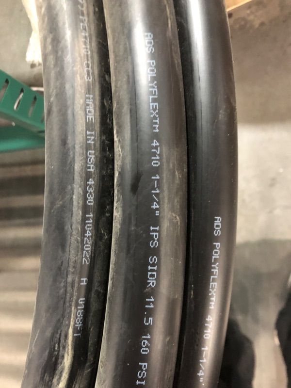 Photo 2 of ***UNKNOWN LENGTH - SEEMS TO HAVE BEEN CUT TO SIZE - SEE PICTURES - NO PACKAGING***
ADS Polyflex 1-1/4 Inch PE4710 160 PSI Utility and Portable Grade Pressure Pipe