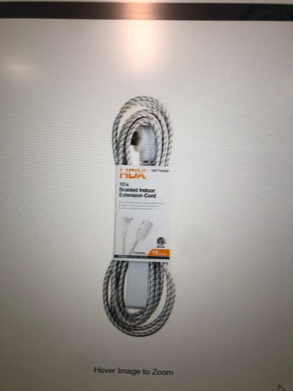 Photo 1 of 10 ft. 16-Gauge/2 White Braided Extension Cord PACK OF 18
