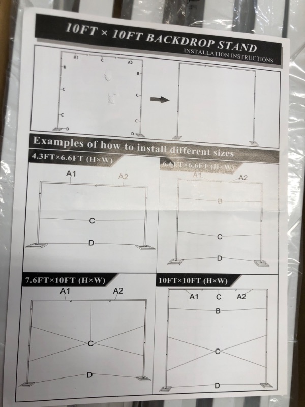 Photo 3 of Fomcet 10FT x 10FT Backdrop Stand Heavy Duty with Base, White Portable Adjustable Pipe and Drape Backdrop Stand Kit, Square Metal Arch Party Frame for Wedding Birthday Parties Banquet Decorations 10 x 10 FT(HxW) 10FT-White-H