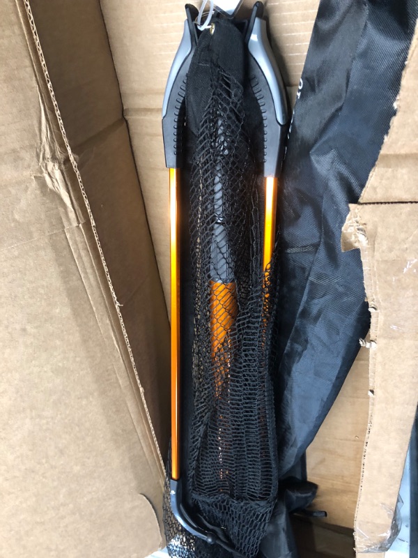 Photo 1 of Fiblink Folding Aluminum Fishing Landing Net Fish Net with Extending Telescoping Pole Handle Orange--Length: 59-118