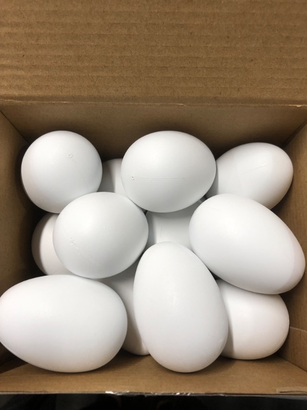 Photo 3 of 30 PCS White Plastic Eggs Paintable Easter Eggs Fake Eggs for Crafts Easter Hunts Basket Fillers Easter Gift Party Favor