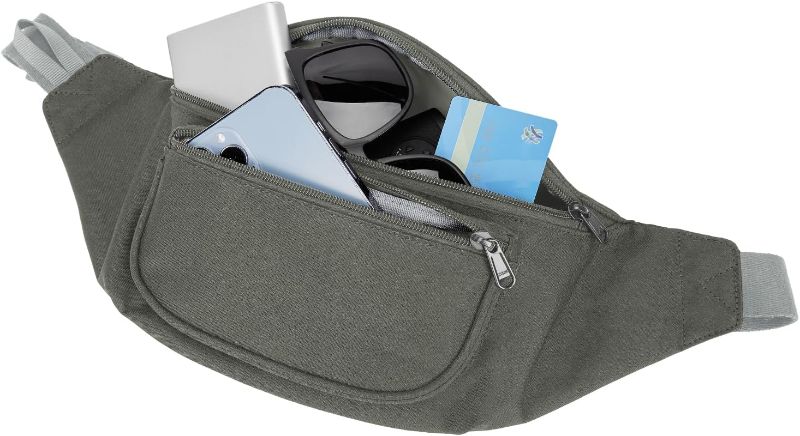 Photo 1 of **NON-REFUNDABLE** 2 PACK
Crossbody Fanny Packs for Women & Men Unisex Waist Bag Pack and Zipper Adjustable Strap Grey Green