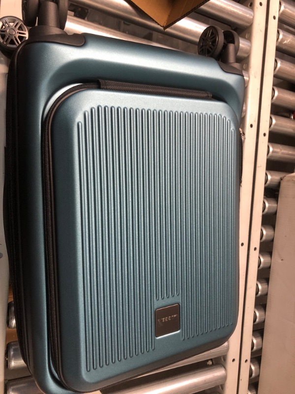 Photo 3 of LUGGEX Carry on Luggage 22x14x9 Airline Approved, PC Hard Shell Front Pocket, Expandable w/ USB Port Teal, 20"