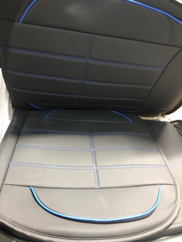 Photo 5 of ***USED - LIKELY MISSING PARTS - UNABLE TO VERIFY FUNCTIONALITY***
AOOG Leather Car Seat Covers, Leatherette Automotive Vehicle Universal Non-Slip Waterproof, Full Set BLACK&BLUE