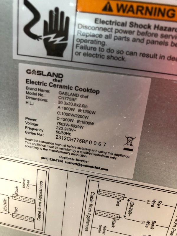 Photo 4 of GASLAND Chef 30 Inch Electric Cooktop, Ceramic Stovetop CH775BF 240V, Drop-in 5 Cooking Zones Electric Radiant Cooktop with 9 Power Levels, Slide Touch Control, Child Safety Lock, 1-99 Minute Timer 30 inch-5 burners